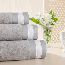 Laden Sie das Bild in den Galerie-Viewer, hochwertige Handtücher-grau mit Borte